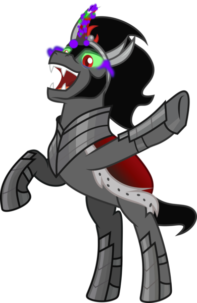 Size: 2354x3624 | Tagged: safe, artist:lincolnbrewsterfan, derpibooru import, king sombra, pony, season 9, the beginning of the end, spoiler:s09, .svg available, antagonist, armor, armored pony, bipedal, black mane, black tail, cape, chestplate, clothes, colored horn, crown, curved horn, cute, cute face, eye mist, fangs, flowing hair, flowing mane, flowing tail, g4, glow, glowing eyes, glowing horn, happy, happy face, horn, image, inkscape, jewelry, looking down, magic, male, mist, png, raised hoof, raised leg, red eyes, regalia, royalty, scene interpretation, sharp teeth, show accurate, sideburns, simple background, slit pupils, smiling, smoke, solo, sombra eyes, sombra horn, sombradorable, speaker, stallion, standing, tail, talking, teeth, telekinesis, transparent background, vector