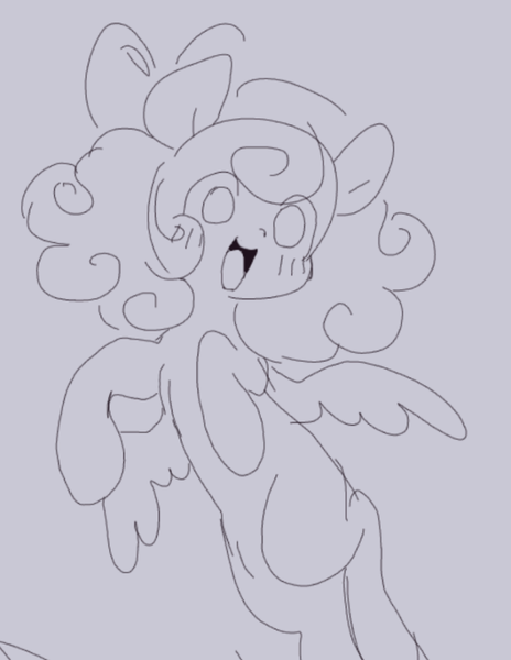 Size: 640x828 | Tagged: safe, artist:spaceboycelebration, derpibooru import, oc, unofficial characters only, changeling, pegasus, pony, changeling oc, disguise, disguised changeling, image, monochrome, png, solo