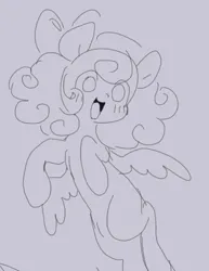 Size: 640x828 | Tagged: safe, artist:spaceboycelebration, derpibooru import, oc, unofficial characters only, changeling, pegasus, pony, changeling oc, disguise, disguised changeling, image, monochrome, png, solo