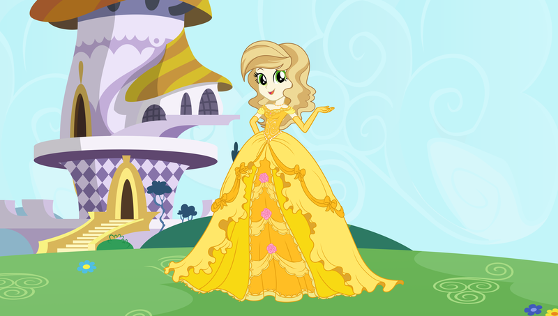 Size: 6000x3400 | Tagged: safe, artist:rainshadow, derpibooru import, sweet biscuit, human, equestria girls, beautiful, canterlot, castle, clothes, dress, equestria girls-ified, female, gloves, gown, image, jewelry, long gloves, petticoat, png, princess costume, princess dress