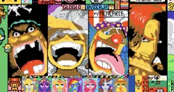 Size: 1348x712 | Tagged: safe, derpibooru import, applejack, derpy hooves, fluttershy, pinkie pie, rainbow dash, rarity, twilight sparkle, anime, blackbeard, buggy, buggy the clown, chopper, choppershy, gap teeth, hat, image, laughing, mane six, monkey d. luffy, one piece, pirate, pirate hat, pixel art, png, r/place, r/place2023, red nose, reddit, shanks, straw hat, tongue out, yonko, yonkos