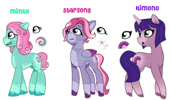 Size: 1164x686 | Tagged: safe, artist:hate-love12, derpibooru import, kimono, minty, starsong, pony, g3, g5, g3 to g5, generation leap, image, png, simple background, transparent background