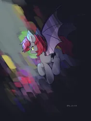 Size: 2700x3600 | Tagged: safe, artist:zylgchs, derpibooru import, oc, oc:swaybat, unofficial characters only, bat pony, abstract background, bat pony oc, bat wings, image, png, solo, wings