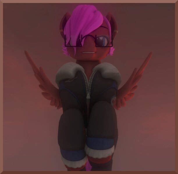 Size: 1436x1408 | Tagged: safe, artist:gooey, derpibooru import, screencap, pegasus, 3d, clothes, ear piercing, earring, eyebrows, glasses, image, jewelry, jpeg, piercing, second life, smiling, spread wings, wings