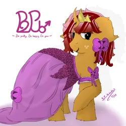 Size: 3000x3000 | Tagged: safe, artist:spiroudada, derpibooru import, oc, oc:dolly hooves, unofficial characters only, pony, unicorn, bow, clothes, crossdressing, cute, dress, event, image, makeup, male, party, pink, png, princess, princess week, princess week 2023, smiling, solo, stallion, transgender