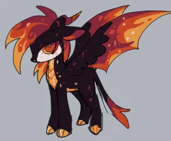 Size: 1072x885 | Tagged: safe, artist:spaceboycelebration, derpibooru import, oc, oc:firecracker, unofficial characters only, dracony, dragon, hybrid, pony, gray background, image, png, simple background, solo, spread wings, wings