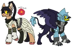 Size: 1174x758 | Tagged: safe, artist:devilbunzz, derpibooru import, ponified, earth pony, gryphon, pony, black☆star, duo, griffonized, image, png, simple background, soul eater, species swap, tsubaki nakatsukasa, white background