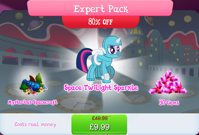 Size: 1267x860 | Tagged: safe, derpibooru import, official, twilight sparkle, pony, unicorn, bundle, bush, costs real money, english, female, gameloft, gem, horn, image, jpeg, mare, mobile game, my little pony: magic princess, numbers, sale, solo, solo focus, spaceship, spacesuit, text