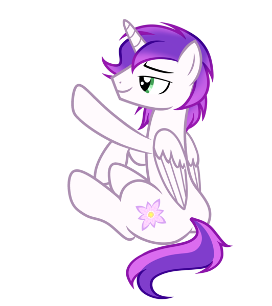 Size: 2700x3044 | Tagged: safe, artist:equestria secret guard, artist:radiantrealm, derpibooru import, oc, oc:purple rose, unofficial characters only, alicorn, pony, alicorn oc, horn, image, male, png, simple background, sitting, stallion, touching, transparent background, wings