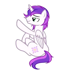 Size: 2700x3044 | Tagged: safe, artist:equestria secret guard, artist:radiantrealm, derpibooru import, oc, oc:purple rose, unofficial characters only, alicorn, pony, alicorn oc, horn, image, male, png, simple background, sitting, stallion, touching, transparent background, wings