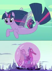 Size: 720x991 | Tagged: safe, twilight sparkle, seapony (g4), surf and/or turf, bubble, cute, disney princess, image, in bubble, jpeg, magic bubble, seaponified, seapony twilight, species swap, star butterfly, star vs the forces of evil, twiabetes, underwater