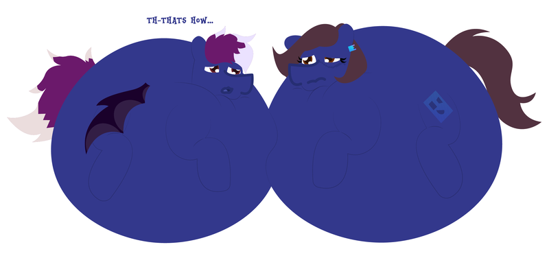 Size: 2418x1136 | Tagged: safe, artist:epsipepnsfw, derpibooru import, oc, oc:aaaaaaaaaaa, oc:robertapuddin, pony, comic:how to become a giant blueberry, blueberry inflation, image, png, post-transformation, transformation