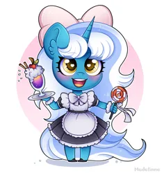 Size: 4000x4300 | Tagged: safe, artist:madelinne, derpibooru import, oc, unofficial characters only, anthro, bow, candy, chibi, clothes, cute, drink, food, hair bow, image, lollipop, maid, png, solo