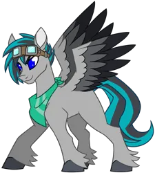 Size: 1734x1925 | Tagged: safe, artist:redahfuhrerking, derpibooru import, oc, oc:avery, unofficial characters only, pegasus, pony, colored wings, goggles, image, male, multicolored wings, png, simple background, solo, stallion, transparent background, wings