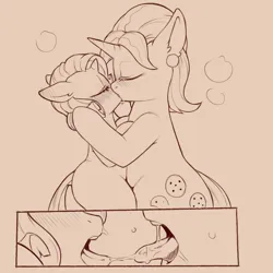 Size: 1200x1200 | Tagged: suggestive, artist:cold-blooded-twilight, derpibooru import, cookie crumbles, rarity, pony, female, filly, filly rarity, foalcon, image, incest, kissing, making out, mare, monochrome, mother and child, mother and daughter, png, simple background, underage, younger