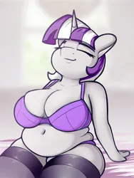 Size: 1829x2430 | Tagged: suggestive, artist:andelai, derpibooru import, twilight velvet, anthro, bikini, bikini top, breasts, chubby, cleavage, clothes, fat, female, image, jpeg, solo, solo female, swimsuit, twilard velvet