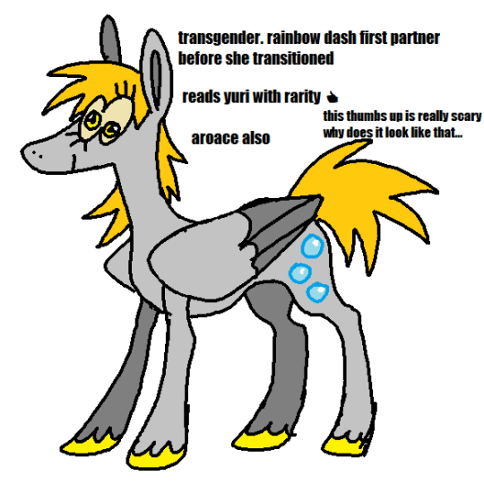 Size: 540x550 | Tagged: safe, artist:devilbunzz, derpibooru import, derpy hooves, pegasus, pony, aroace, image, implied derpydash, mouthpiece, png, politics, simple background, solo, transgender, white background