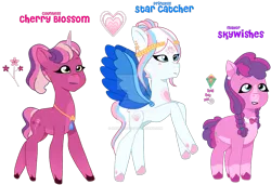 Size: 1079x740 | Tagged: safe, artist:hate-love12, derpibooru import, cherry blossom (g3), skywishes, star catcher, pony, g3, g5, g3 to g5, generation leap, image, png, simple background, transparent background