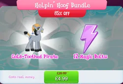 Size: 1264x862 | Tagged: safe, derpibooru import, official, unnamed character, unnamed pony, earth pony, pony, bundle, costs real money, ear piercing, earring, english, gameloft, gold tooth, hat, image, jewelry, jpeg, magic bolt, male, mobile game, my little pony: magic princess, numbers, piercing, sale, solo, solo focus, stallion, text, unshorn fetlocks