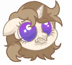 Size: 447x401 | Tagged: artist needed, safe, derpibooru import, oc, oc:fluffymarsh, unofficial characters only, pony, unicorn, big eyes, brown mane, cute, female, floppy ears, image, mare, png, purple eyes, sad, sad face, sad pony, sadorable, simple background