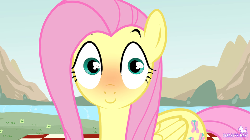 Size: 1920x1080 | Tagged: safe, artist:canaryprimary, derpibooru import, screencap, fluttershy, pegasus, pony, blushing, cute, eyebrows, faic, female, great moments in animation, hypnotoad, image, looking at you, mare, png, show accurate, shyabetes, smear frame, solo