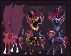 Size: 2048x1619 | Tagged: safe, artist:parrpitched, derpibooru import, oc, oc:doctor sunset glory(fireverse), unofficial characters only, bat pony, pony, bat pony oc, bat wings, chest fluff, clothes, fangs, female, fireheart76's latex suit design, gloves, image, jpeg, latex, latex boots, latex gloves, latex suit, mare, prisoners of the moon, reference sheet, rubber, rubber suit, scientist, spread wings, wings