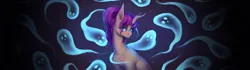 Size: 7680x2160 | Tagged: safe, alternate version, artist:inarimayer, derpibooru import, oc, oc:heart spark, unofficial characters only, classical unicorn, ghost, pony, undead, unicorn, 32:9, absurd resolution, cloven hooves, female, horn, image, leonine tail, mare, png, solo, tail, unicorn oc, unshorn fetlocks, wallpaper