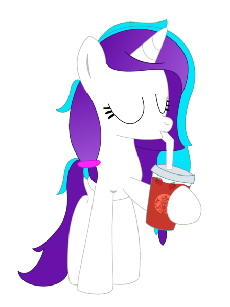 Size: 1280x1707 | Tagged: safe, artist:icegaze08, derpibooru import, oc, oc:ice gaze, unofficial characters only, unicorn, drink, drinking, drinking straw, horn, image, png, simple background, solo, starbucks, transparent background, unicorn oc, vector