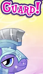 Size: 232x400 | Tagged: safe, derpibooru import, screencap, amethyst stone, crystal pony, pony, armor, background pony, captain obvious, cropped, crystal guard, crystal guard armor, english, gameloft, image, male, meme, my little pony: magic princess, png, solo, stallion, text, wow! glimmer, you don't say