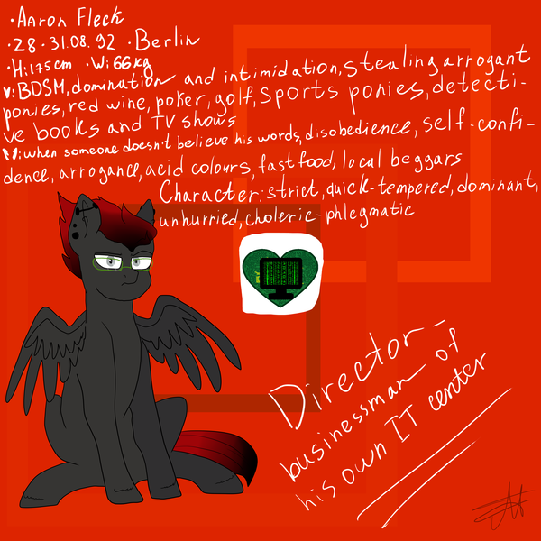 Size: 5000x5000 | Tagged: safe, artist:deadsmoke, derpibooru import, oc, oc:aaron fleck, pegasus, ear piercing, glasses, gradient mane, gray eyes, image, irritated, piercing, png, reference sheet, serious, serious face, sitting, unhappy