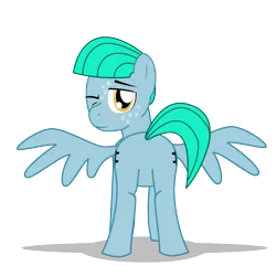 Size: 900x900 | Tagged: safe, alternate version, artist:warren peace, derpibooru import, oc, oc:loop rider, unofficial characters only, pegasus, pony, fallout equestria, ashes town, both cutie marks, butt, coat markings, cutie mark, dappled, enclave, full body, grand pegasus enclave, image, looking at you, male, one eye closed, plot, png, rear view, shadow, show accurate, simple background, solo, stallion, transparent background, wings, wink