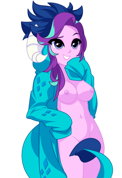 Size: 1143x1672 | Tagged: questionable, artist:rosemile mulberry, derpibooru import, princess ember, starlight glimmer, human, equestria girls, belly button, big breasts, bottomless, braless, breasts, busty starlight glimmer, casual nudity, cleavage, clothes, costume, covering, cute, erect nipples, eyebrows, female, glimmerbetes, grin, hoodie, horny, image, implied princess ember, kigurumi, naked hoodie, nipples, no panties, no underwear, nudity, open clothes, partial nudity, png, raised eyebrow, sexy, simple background, smiling, smirk, smug, solo, solo female, white background