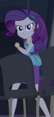 Size: 184x399 | Tagged: safe, derpibooru import, screencap, rarity, cheer you on, equestria girls, equestria girls series, spoiler:eqg series (season 2), belt, bracelet, chair, clothes, eyeshadow, fist, frilly design, geode of shielding, gold, hairpin, image, jewelry, magical geodes, makeup, pencil skirt, pendant, png, rarity peplum dress, skirt, sleeveless, sleeveless tank top, smiling, solo