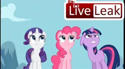 Size: 976x540 | Tagged: safe, derpibooru import, pinkie pie, rarity, twilight sparkle, pony, image, jpeg, liveleak