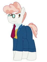 Size: 600x790 | Tagged: safe, artist:draxton, derpibooru import, svengallop, earth pony, pony, clothes, glasses, image, looking back, male, necktie, png, simple background, smiling, smirk, solo, stallion, white background