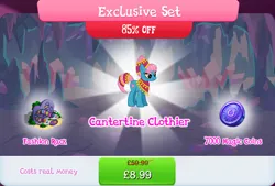 Size: 1267x857 | Tagged: safe, derpibooru import, idw, official, unnamed character, unnamed pony, earth pony, pony, bundle, bush, clothes, costs real money, female, gameloft, idw showified, image, jpeg, magic coins, mare, mobile game, my little pony: magic princess, sale, solo, solo focus