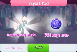 Size: 1268x858 | Tagged: safe, derpibooru import, idw, official, deep strata, earth pony, pony, bowtie, bundle, costs real money, ear piercing, earring, english, female, gameloft, glasses, idw showified, image, jewelry, jpeg, magic coins, mare, mobile game, my little pony: magic princess, numbers, piercing, sale, solo, solo focus, text