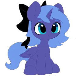 Size: 3000x3000 | Tagged: safe, artist:dassboshit, artist:eiti3, artist:karmakstylez, derpibooru import, edit, princess luna, alicorn, pony, 1000 hours in paint.net, bow, cute, female, filly, foal, hair bow, image, lunabetes, png, simple background, solo, transparent background, woona, younger