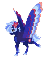 Size: 3202x3776 | Tagged: safe, artist:gigason, derpibooru import, oc, oc:fire bloom, unofficial characters only, pegasus, pony, colored wings, female, flower, flower in hair, image, mare, multicolored wings, parent:sea swirl, parent:star hunter, png, simple background, solo, transparent background, wings