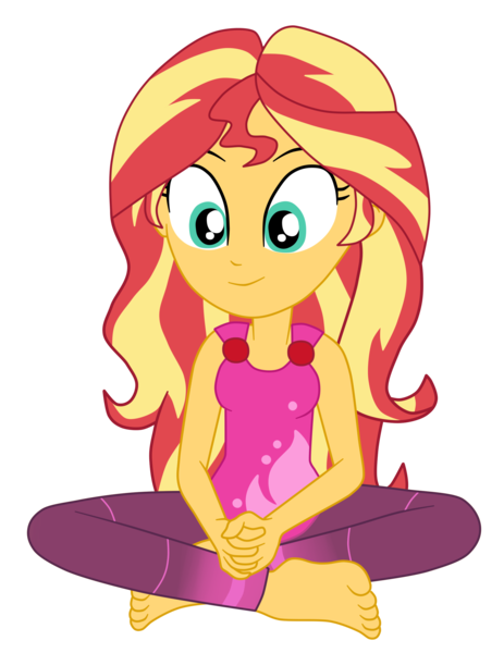 Size: 1900x2461 | Tagged: safe, artist:gmaplay, derpibooru import, sunset shimmer, equestria girls, equestria girls series, wake up!, spoiler:choose your own ending (season 2), spoiler:eqg series (season 2), barefoot, cute, feet, female, geode of empathy, image, magical geodes, png, shimmerbetes, solo, wake up!: rainbow dash, yoga, yoga mat