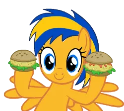 Size: 1203x1075 | Tagged: safe, artist:mlpfan3991, derpibooru import, oc, oc:flare spark, unofficial characters only, pegasus, pony, burger, female, food, hay burger, image, png, simple background, smiling, solo, transparent background