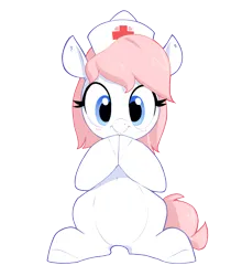 Size: 2630x2985 | Tagged: safe, artist:aquaticvibes, derpibooru import, nurse redheart, earth pony, pony, blushing, cute, female, front view, image, looking at you, mare, png, simple background, sitting, smiling, smiling at you, solo, transparent background