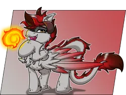 Size: 2000x1500 | Tagged: oc name needed, source needed, safe, artist:aryn, derpibooru import, dracony, dragon, hybrid, fireball, image, png