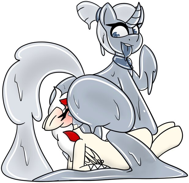 Size: 4096x3975 | Tagged: oc name needed, questionable, artist:askhypnoswirl, derpibooru import, oc, oc:awya lightfeather, goo, goo pony, original species, pegasus, pony, blushing, butt, eyes closed, faceful of ass, facesitting, huge butt, image, jpeg, large butt, open mouth, simple background, tongue out, white background