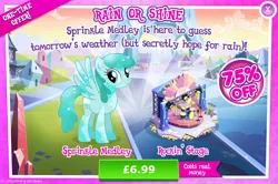Size: 1961x1301 | Tagged: safe, derpibooru import, official, spring melody, sprinkle medley, pegasus, pony, advertisement, costs real money, drum kit, drums, english, female, gameloft, guitar, image, jpeg, mare, mobile game, musical instrument, my little pony: magic princess, numbers, sale, solo, solo focus, spread wings, stage, text, wings