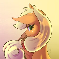 Size: 1500x1500 | Tagged: safe, artist:starcasteclipse, derpibooru import, applejack, earth pony, pony, abstract background, bust, ear fluff, female, image, looking at you, mare, png, profile, solo