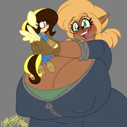 Size: 1280x1280 | Tagged: suggestive, artist:ladylullabystar, derpibooru import, oc, oc:guylian, dwarf, pegasus, pony, big breasts, breasts, female, huge breasts, image, impossibly large breasts, jpeg, mare, size difference