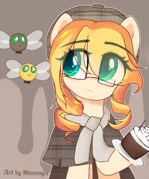 Size: 1371x1643 | Tagged: safe, artist:memengla, derpibooru import, oc, earth pony, parasprite, pony, glasses, image, png