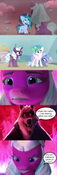 Size: 1600x4895 | Tagged: safe, artist:crazybrothersstyler2, derpibooru import, edit, edited screencap, screencap, princess celestia, princess luna, alicorn, pony, unicorn, wolf, g5, my little pony: make your mark, my little pony: tell your tale, death (puss in boots), fake, fake leak, faker than a three dollar bill, female, filly, filly misty brightdawn, firework-ing together, g4, g5 to g4, generation leap, image, mare, misty brightdawn, opaline arcana, png, puss in boots, younger