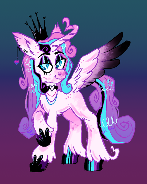 Size: 800x1000 | Tagged: safe, artist:msponies, derpibooru import, princess flurry heart, alicorn, pony, bisexual, bisexual pride flag, choker, crown, dyed mane, eyeshadow, goth, gothic, gradient background, image, jewelry, makeup, older, older flurry heart, png, pride, pride flag, regalia, unshorn fetlocks